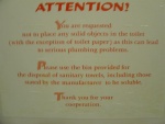 Above the toilet in my cabin on the Black Watch